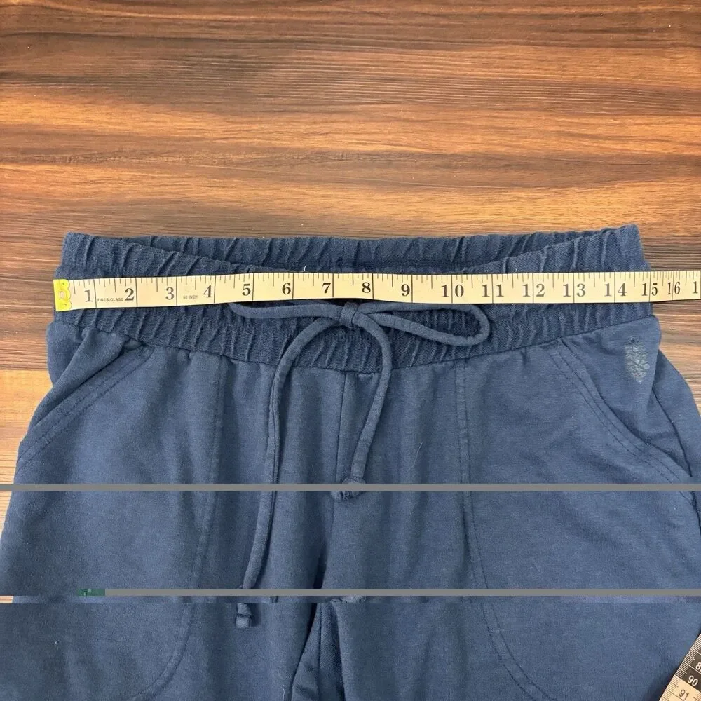 Free People FP Movement Sz Large Blue Joggers Sweatpants Pockets Straight Leg
